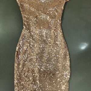 NWT Fashion Nova Glittering Gold Mini Dress XS